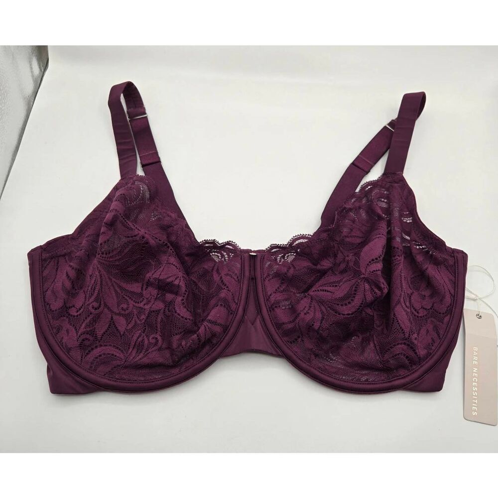 Bare Necessities Unlined Lace Bra Size 40G Purple Underwire NWT